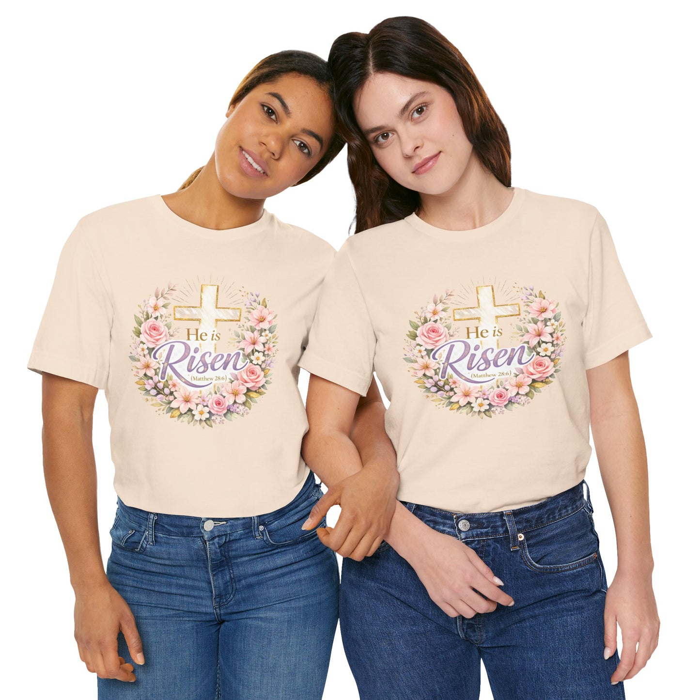 He Is Risen Floral Cross T-Shirt