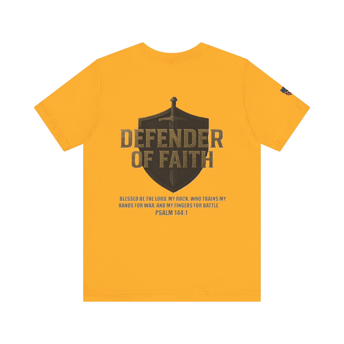 Psalm 144:1 'Defender of Faith' T-Shirt — Christian Scripture Tee