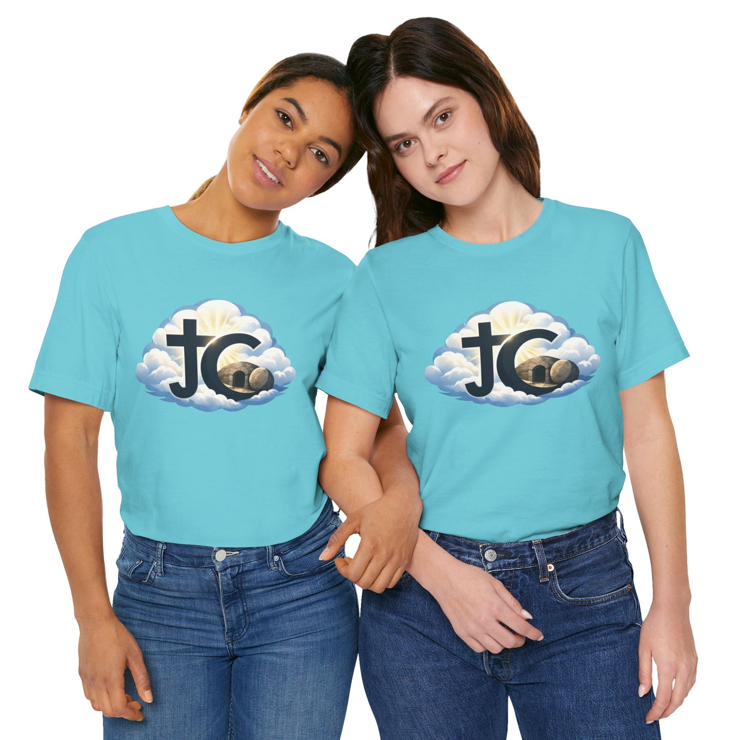 Jesus Christ (JC) Cross Tee — Crucified, Risen & Coming Again