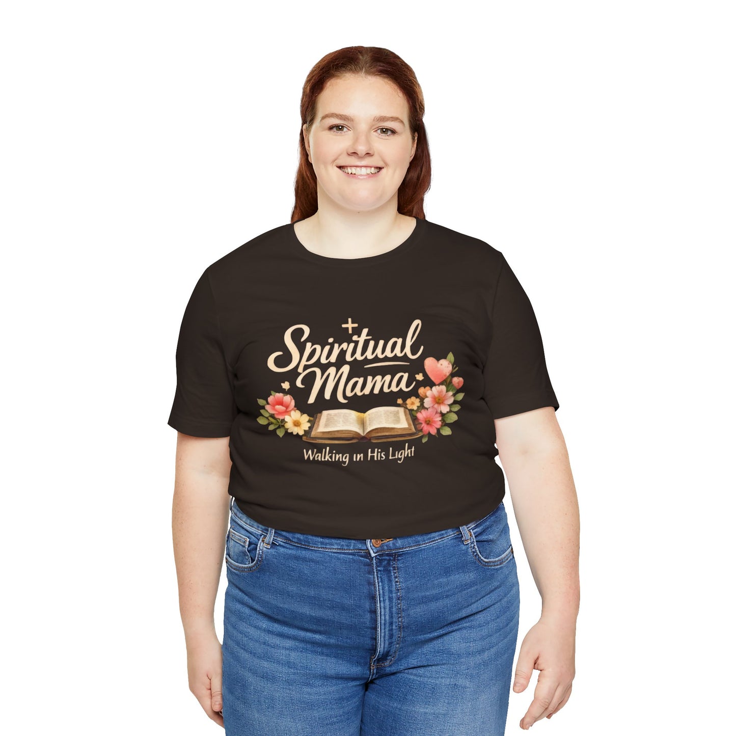 Spiritual Mama T-Shirt — "Walking in His Light" Floral Bible Tee