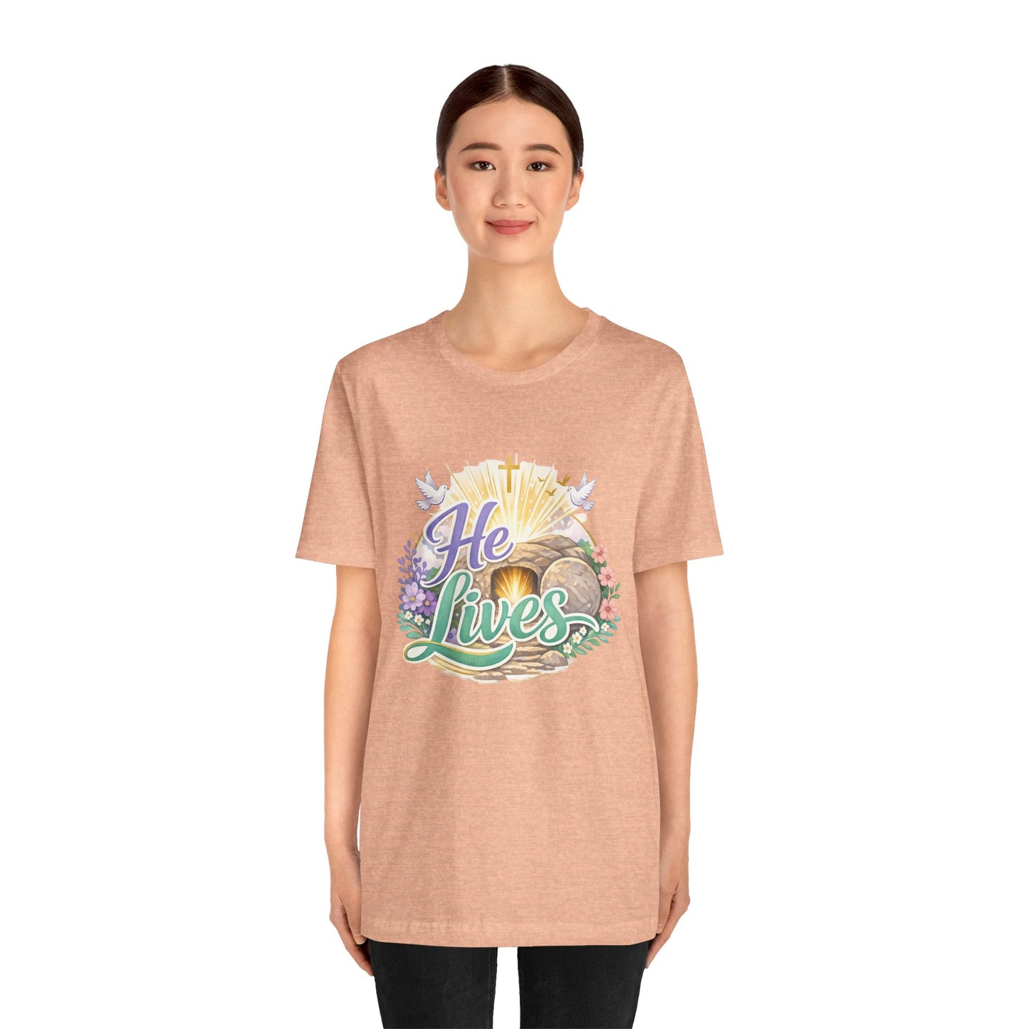 He Lives Jesus Tomb Tee — Christian Easter T‑Shirt