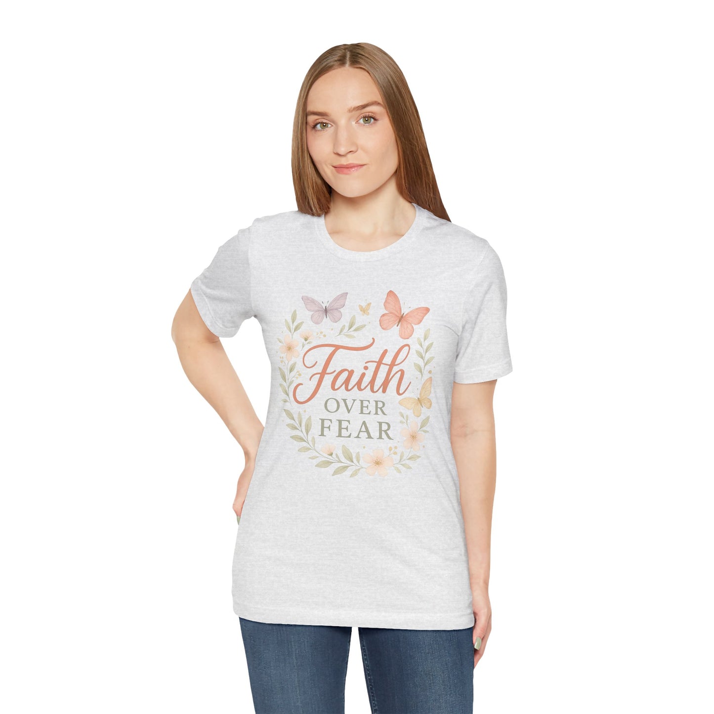 Faith Over Fear T-Shirt — Floral Butterfly Inspirational Tee
