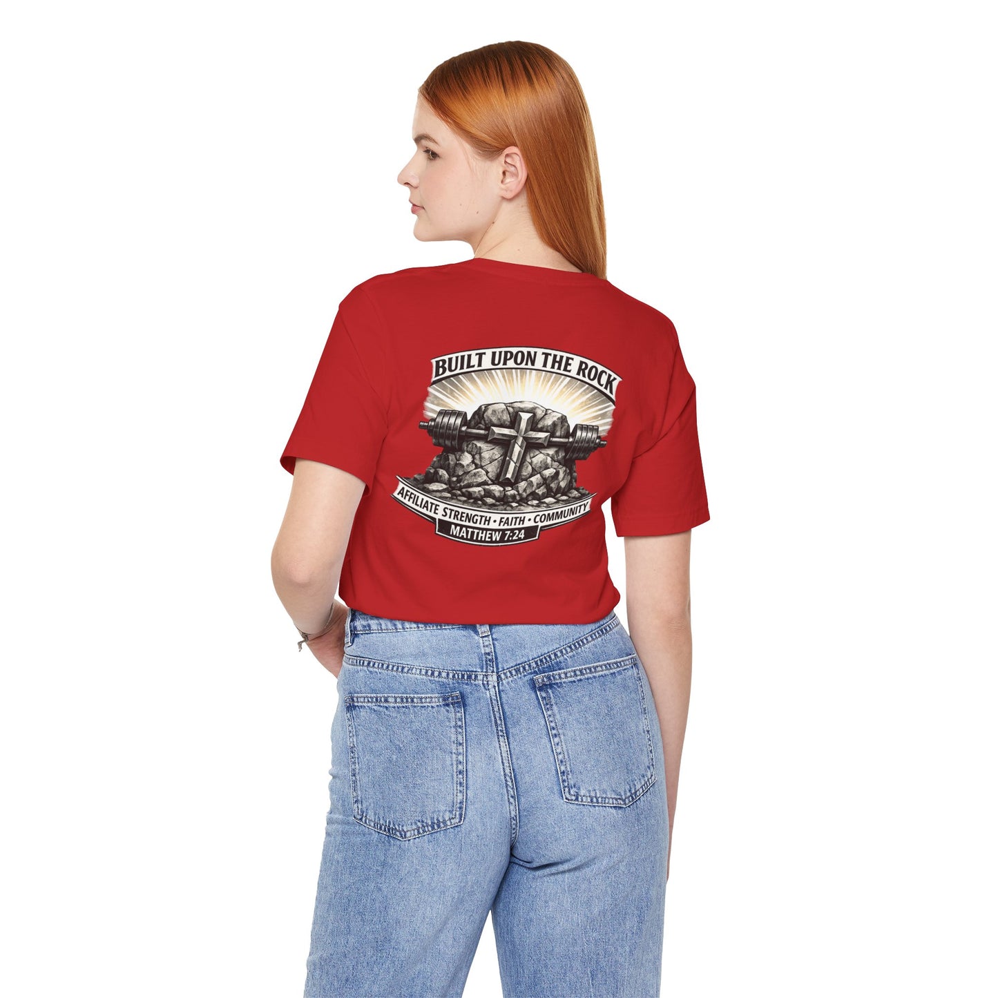 Built Upon the Rock T‑Shirt — Christian Faith Matthew 7:24 Graphic Tee
