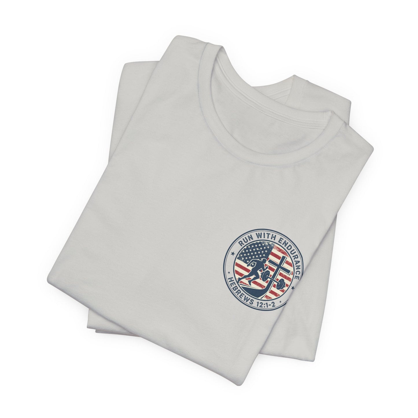 Hebrews 12:1-2 'Run With Endurance' T-Shirt — Inspirational Christian Tee