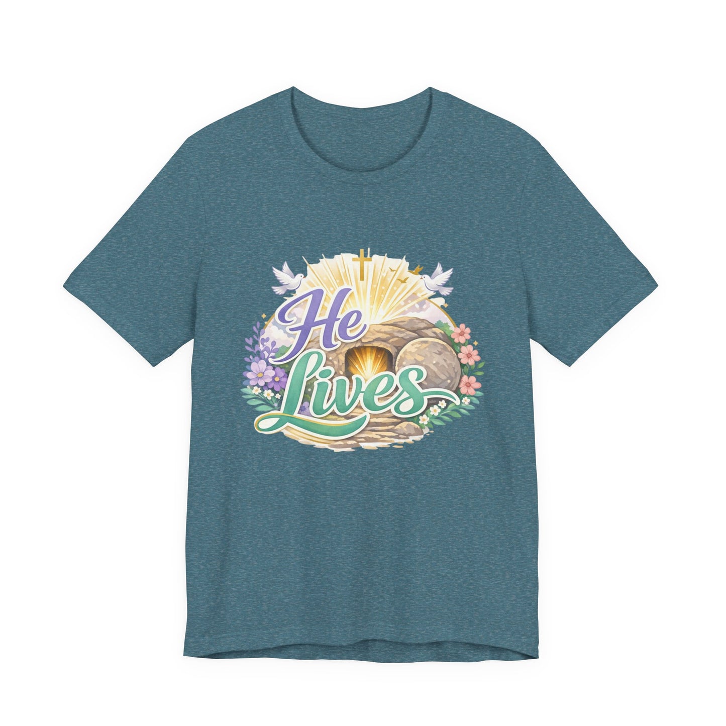 He Lives Jesus Tomb Tee — Christian Easter T‑Shirt