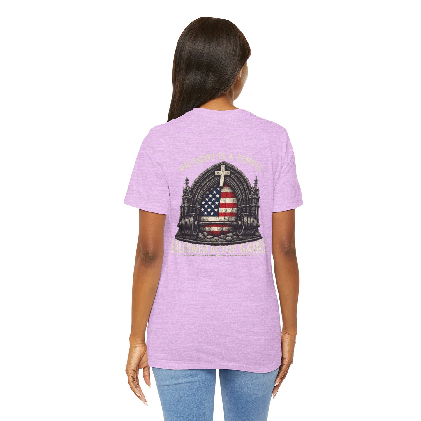 Patriotic Gym Tee — “The Body Is a Temple” American Flag Fitness T-Shirt