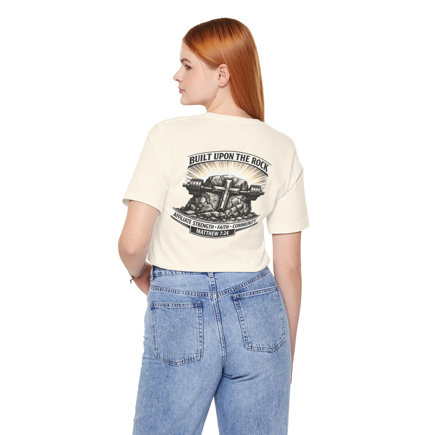 Built Upon the Rock T‑Shirt — Christian Faith Matthew 7:24 Graphic Tee