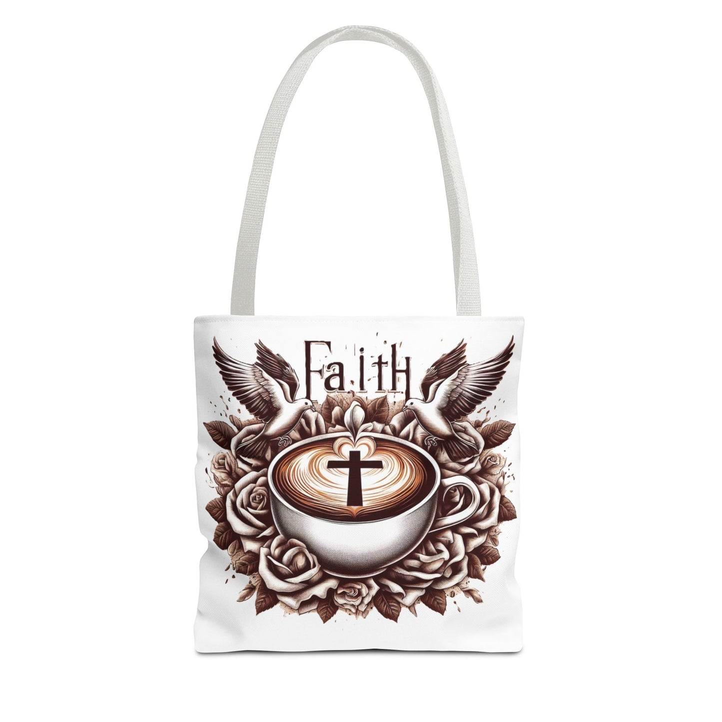 Tote Bag (AOP) "Faith and Coffee"