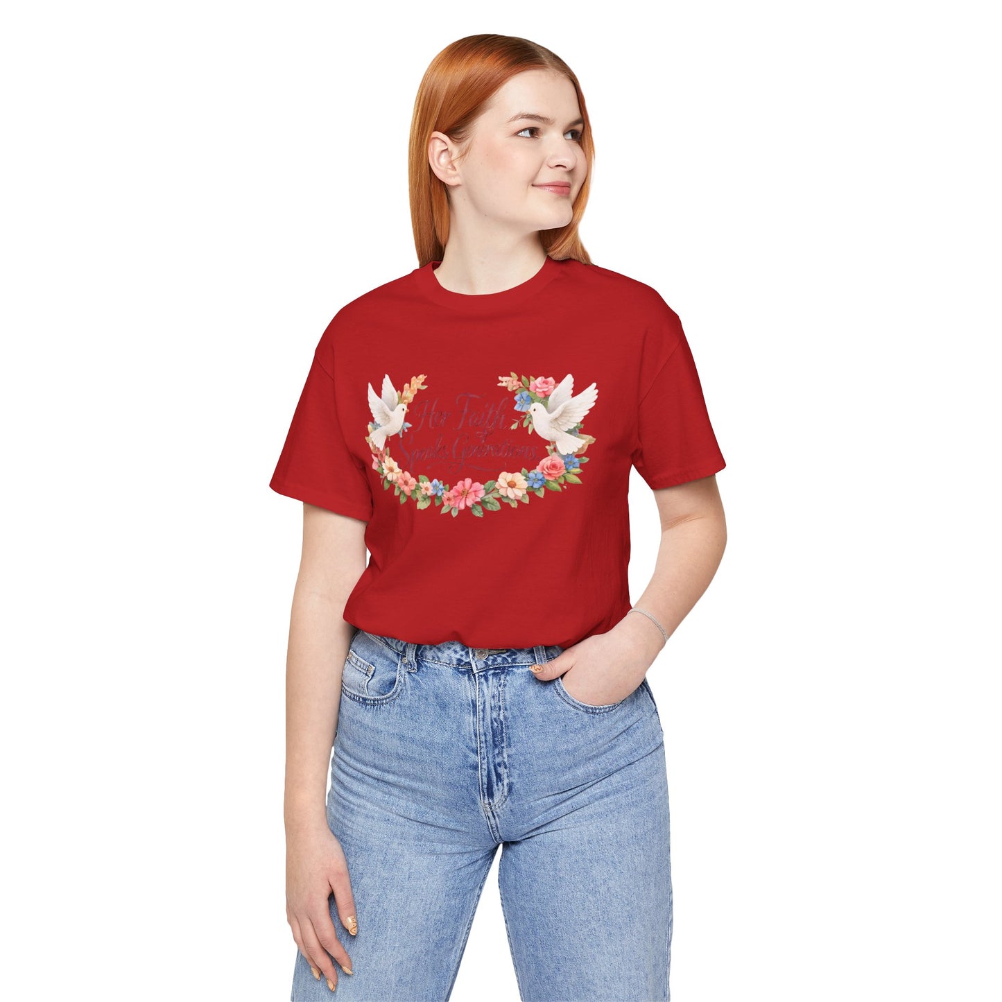 Her Faith Speaks Generations T-Shirt — Floral Christian Inspirational Tee